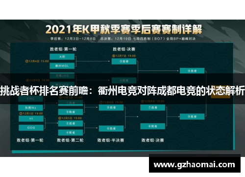 挑战者杯排名赛前瞻：衢州电竞对阵成都电竞的状态解析